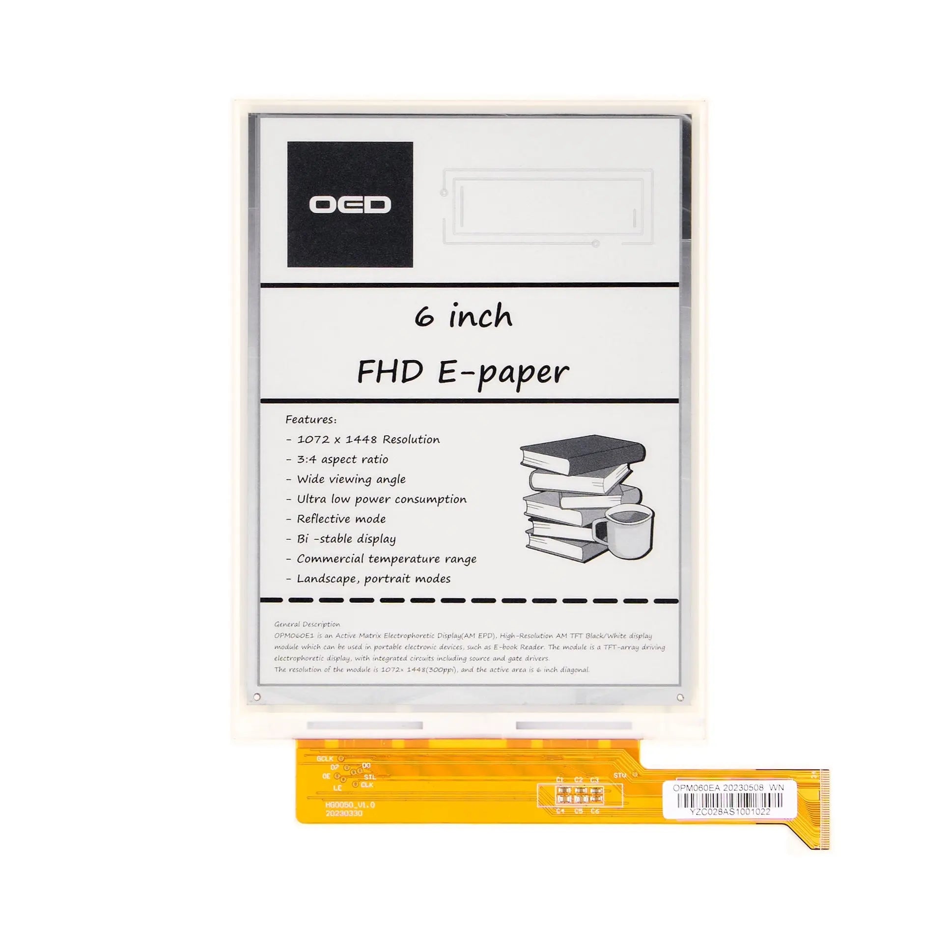 6.0" ePaper 1072x1448 - MCU DisplayModule