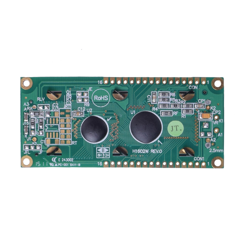 back of 16x2 Character LCD module with FSTN Transflective technology and MCU interface