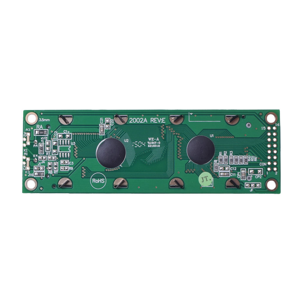 Back of 20x2 Character LCD module with FSTN Transflective technology and MCU interface