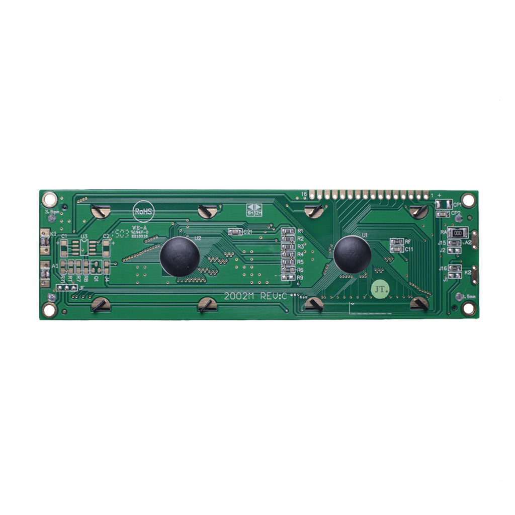 Back of 20x2 line character Transflective FSTN LCD module, utilizing MCU interface