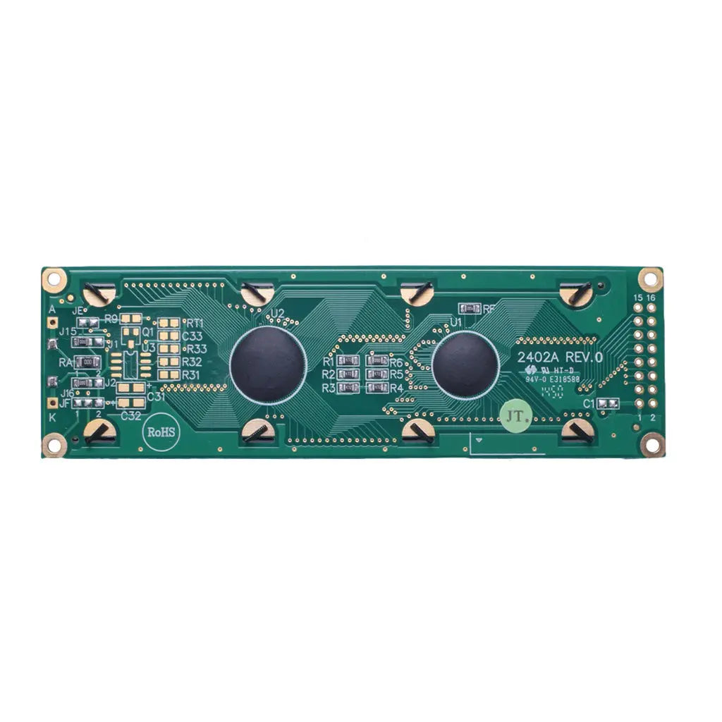 Back of Transflective FSTN LCD displaying 24x2 characters, utilizing MCU interface