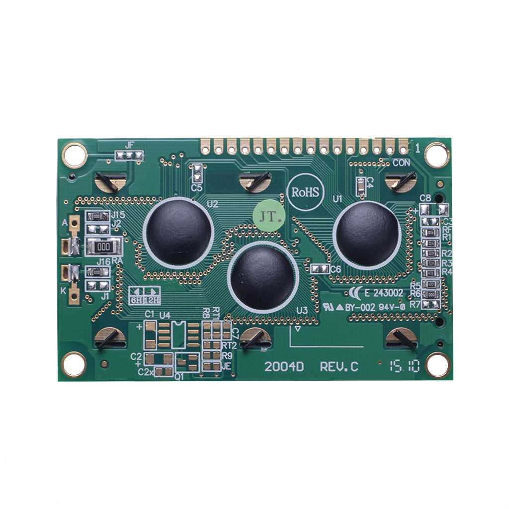 Back of 20x4 Character LCD module with STN Transflective technology and MCU interface