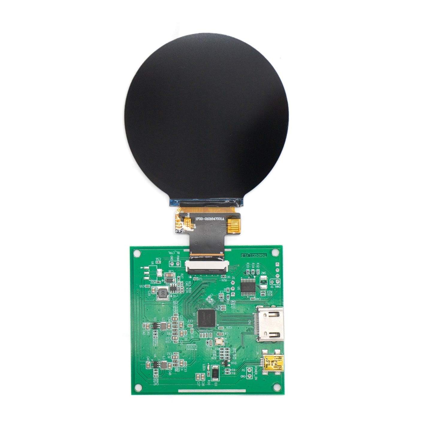 2.76 inch Round TFT Display with adapter, utilizing MIPI and RGB interfaces