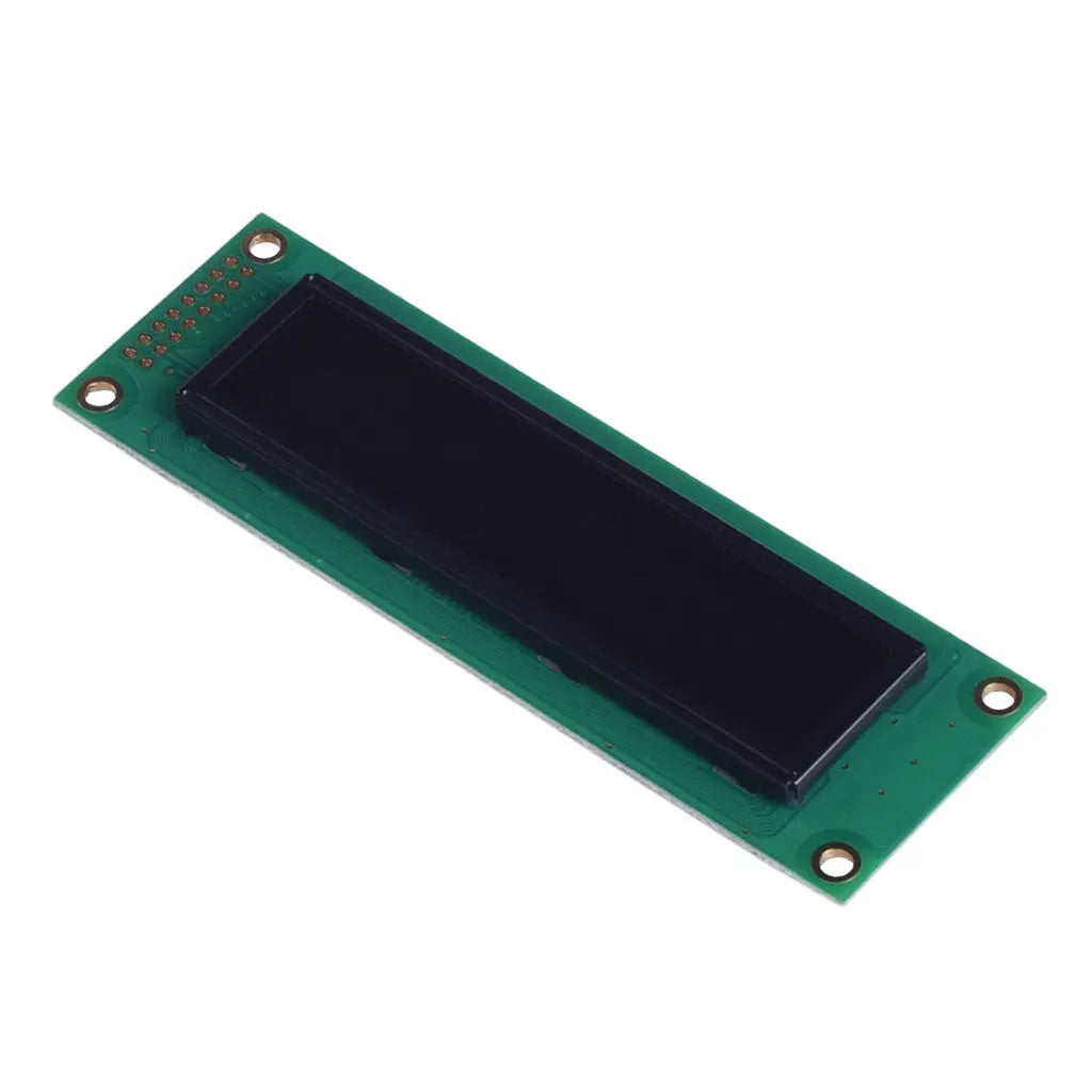 Top view of 20x2 Character Monochrome OLED display with MCU, SPI, and I2C interfaces