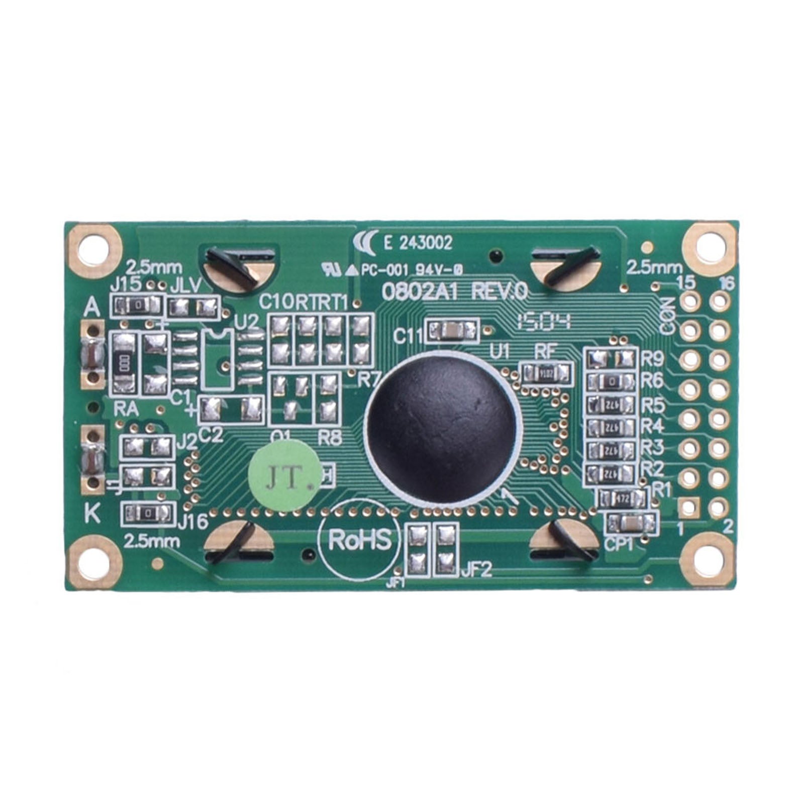 back of 8x2 character LCD display module using MCU interface