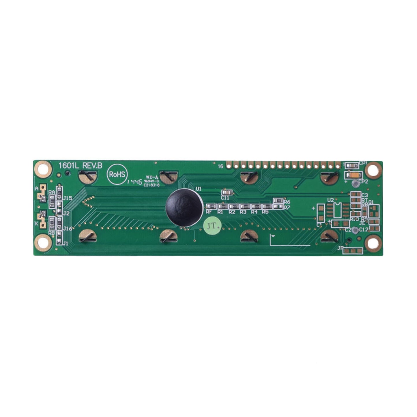 back of large 16 characters single line LCD module