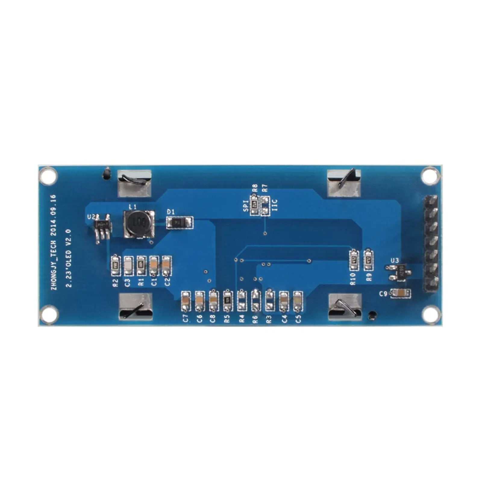 Back of a 128x32 monochrome OLED graphic display module with SPI interface