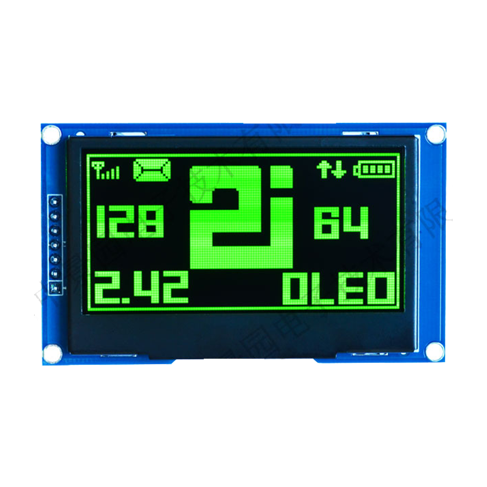 Green 2.4-inch screen displaying some numbers