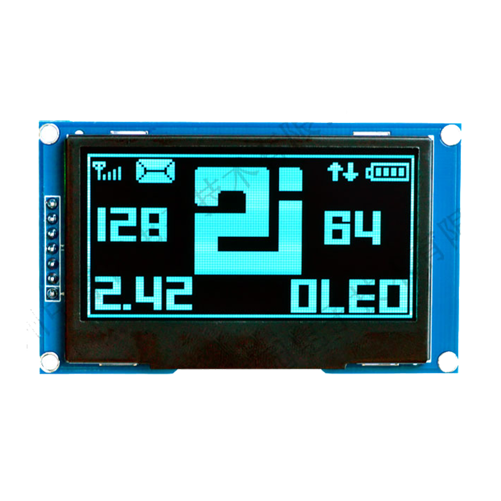 Blue 2.4-inch screen displaying some numbers