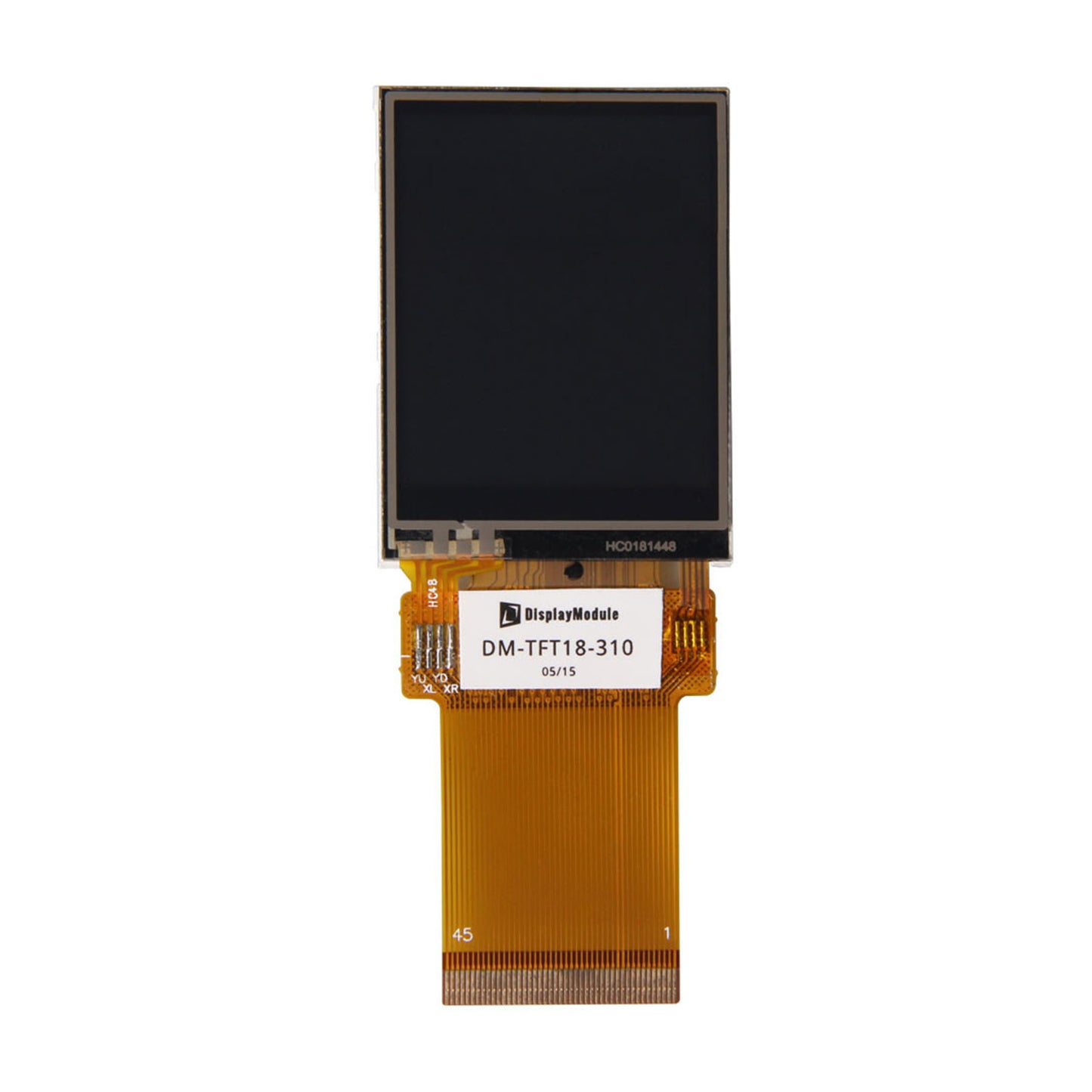 1.8-inch TFT Display with a resolution of 128 by 160 pixels, featuring resistive touch, interfaced with SPI, MCU, and RGB support