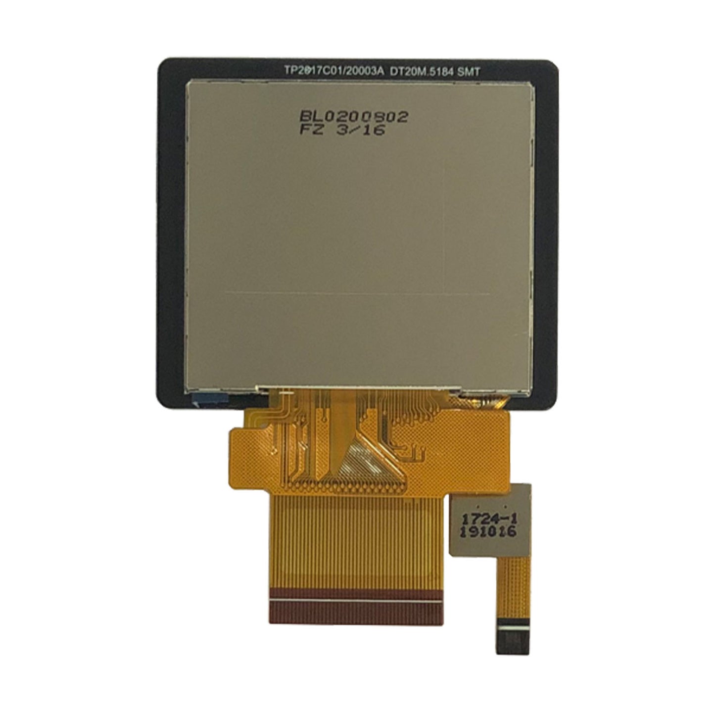 back of 2.0 inch 320x240 TFT transflective display with capacitive touch, MCU, SPI, and RGB interfaces