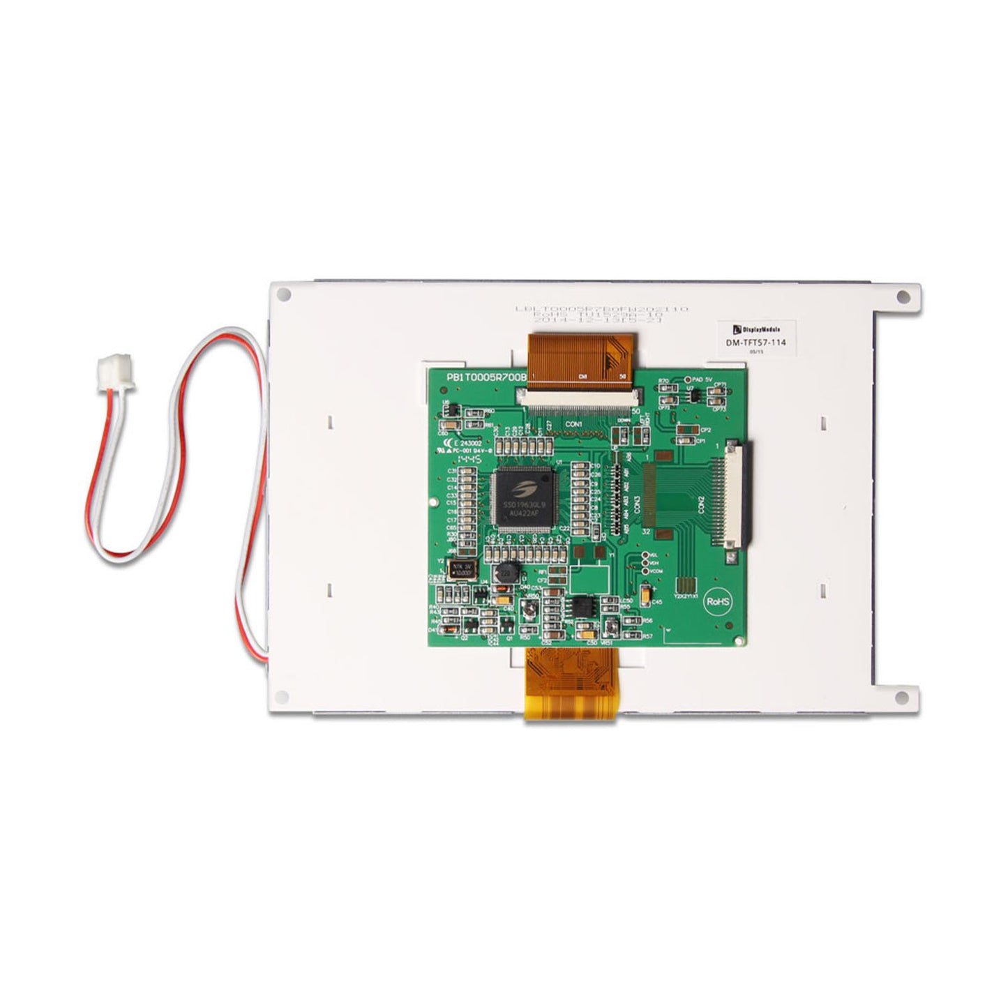 back of 5.7-inch TFT display module with a 320x240 resolution, connected via MCU