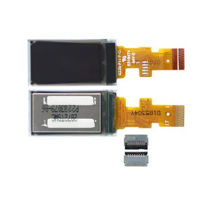 Front and back sides of a 0.72-inch OLED graphic display panel