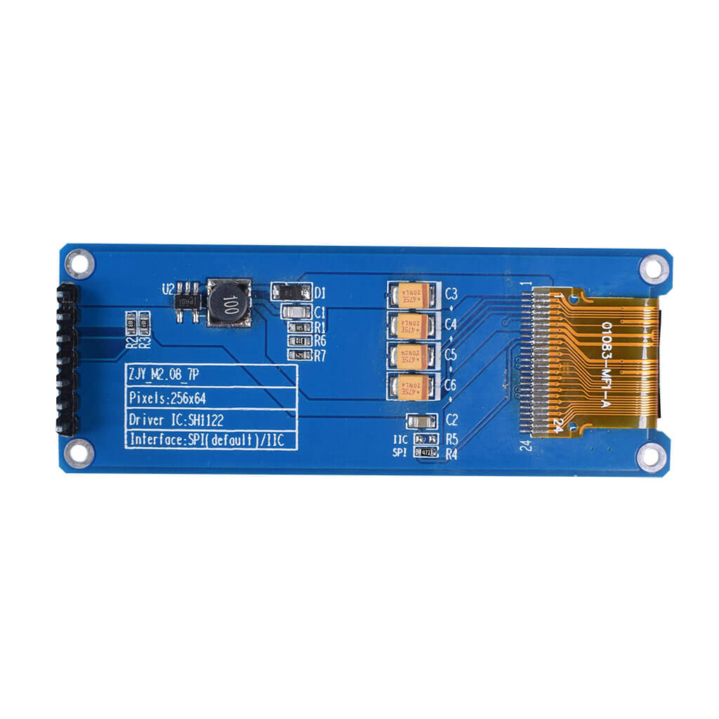 back of 2.08 inch 256x64 monochrome OLED graphic display module