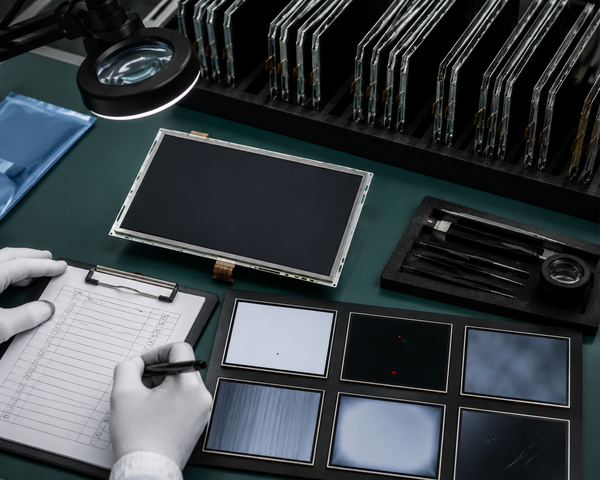 Display module incoming inspection checklist covering AQL, dead pixels, mura and cosmetic defects