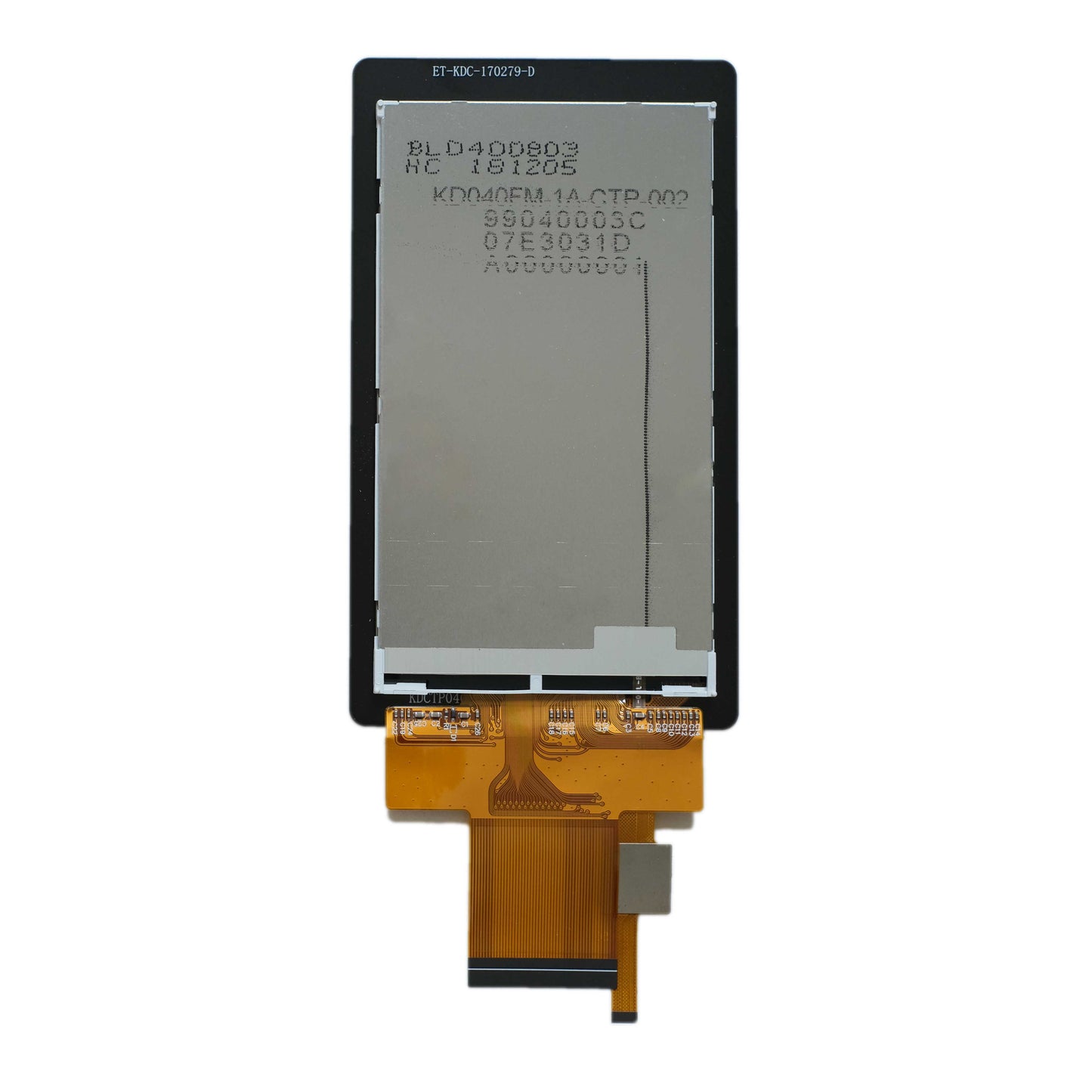 back of 4.0-inch IPS display panel with 480x800 resolution, capacitive touch, supporting SPI and RGB interfaces