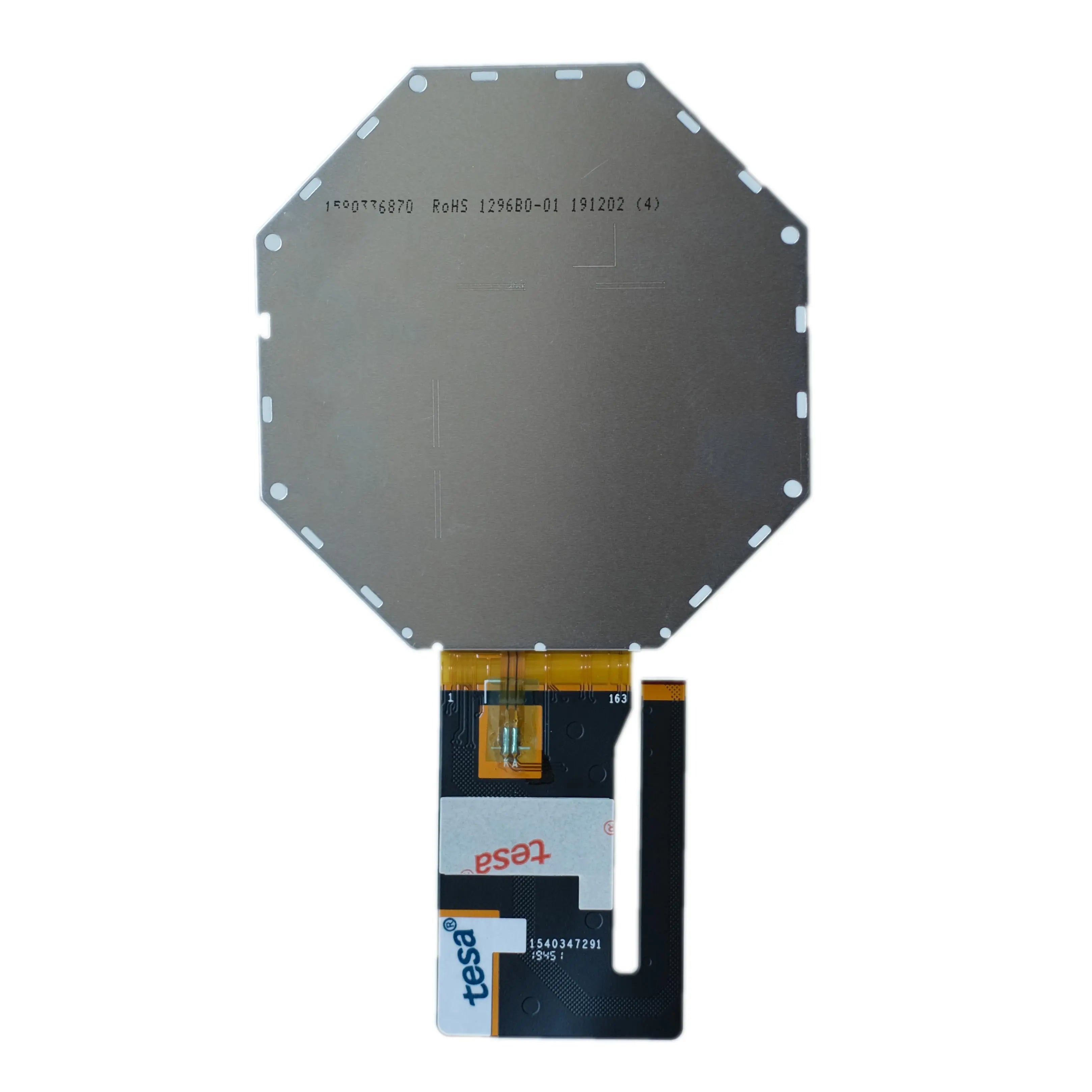 back of 3.34-inch round TFT display panel with 320x320 resolution, 16M colors, 750 nits brightness, and MIPI interface