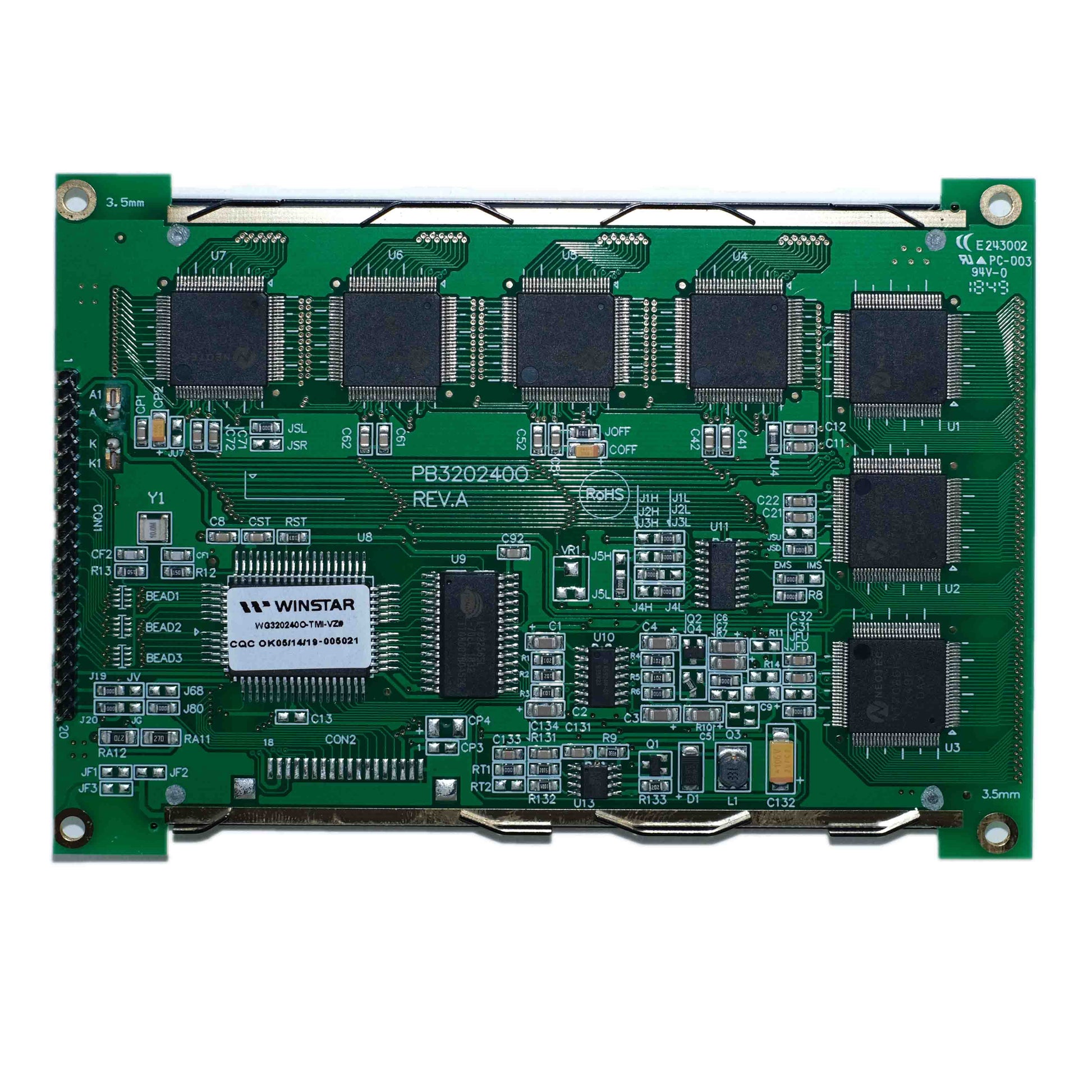 back of 4.72-inch industrial blue graphic LCD module