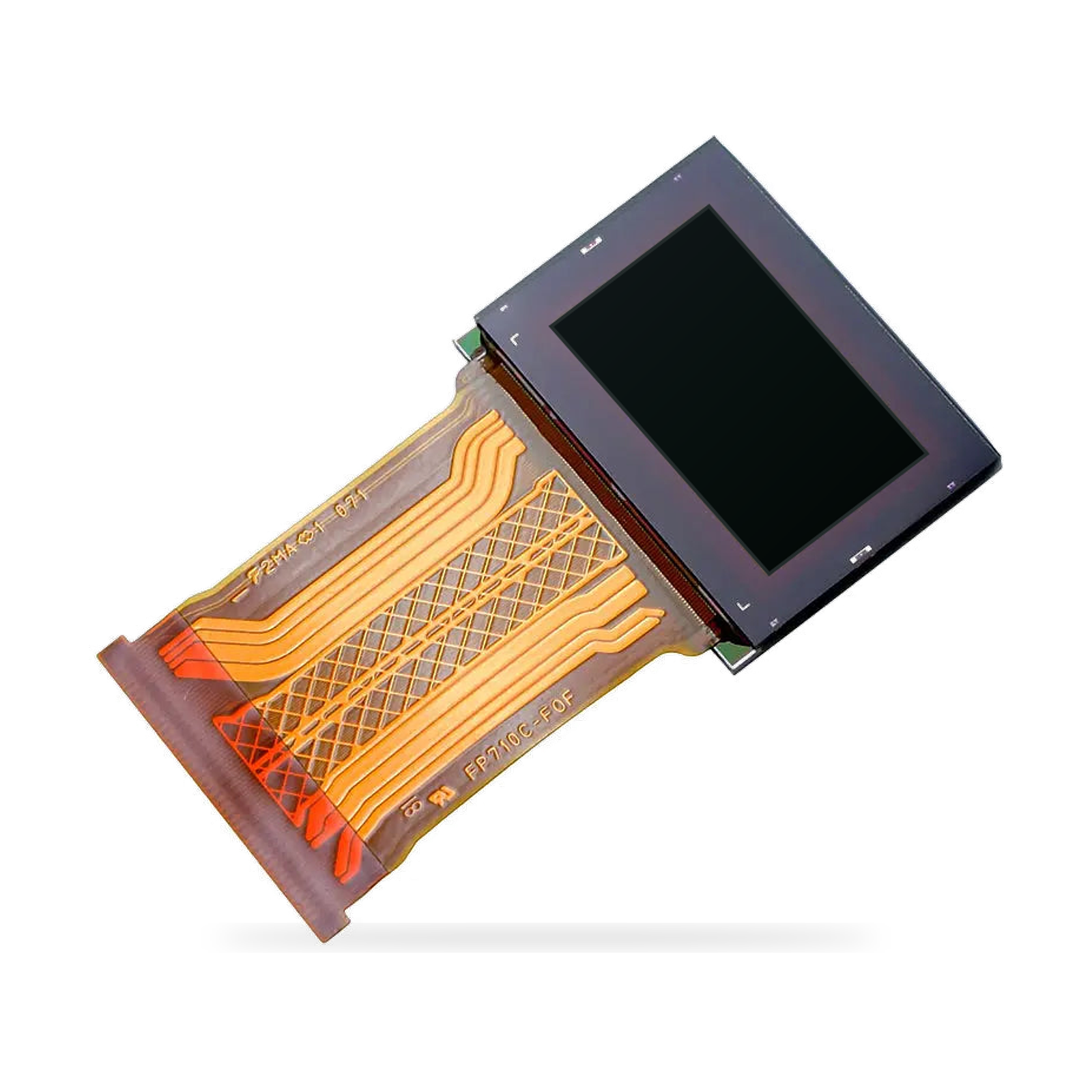 Angled view of 0.7-inch Micro OLED display module and FPC connector