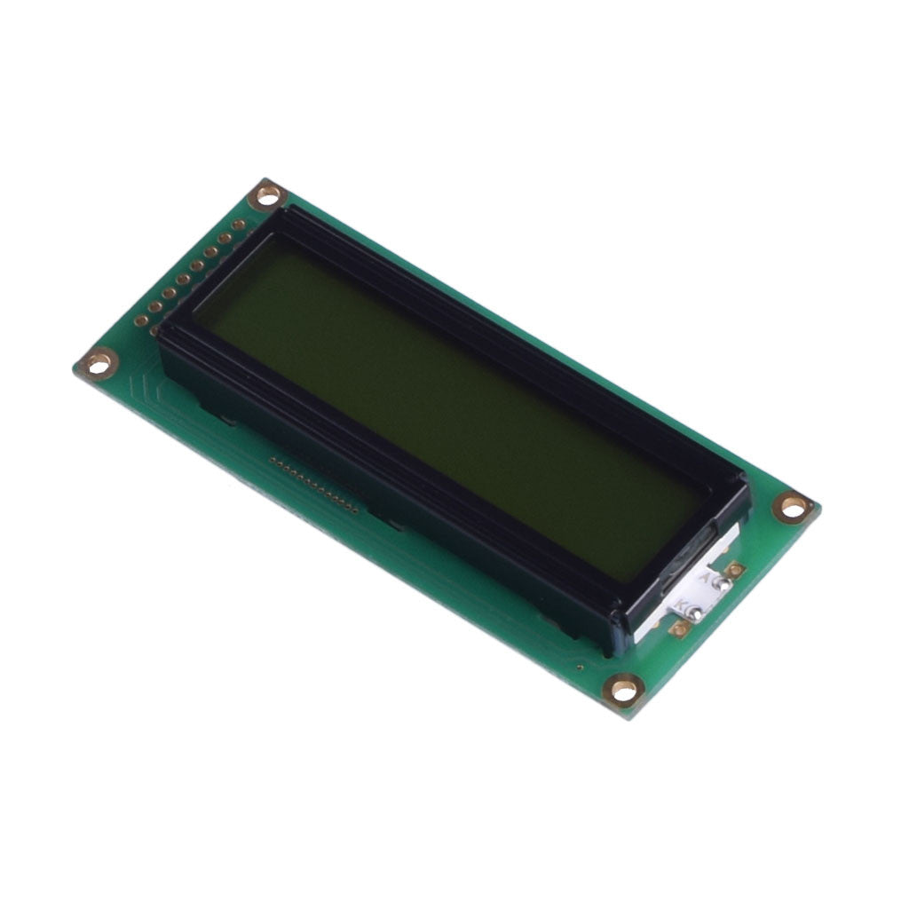 top view of 16x2 character green LCD module