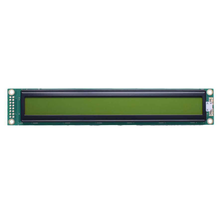 DisplayModule 40x2 character LCD module STN transflective with yellow-green LED backlight