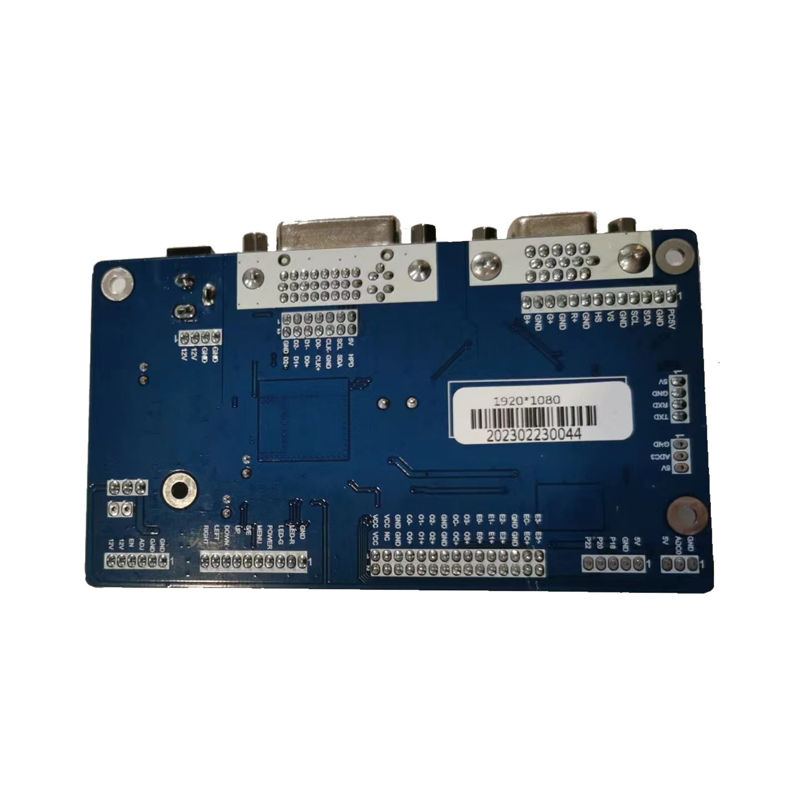 back view of adapter for converting VGA/DVI input to LVDS output for display connections