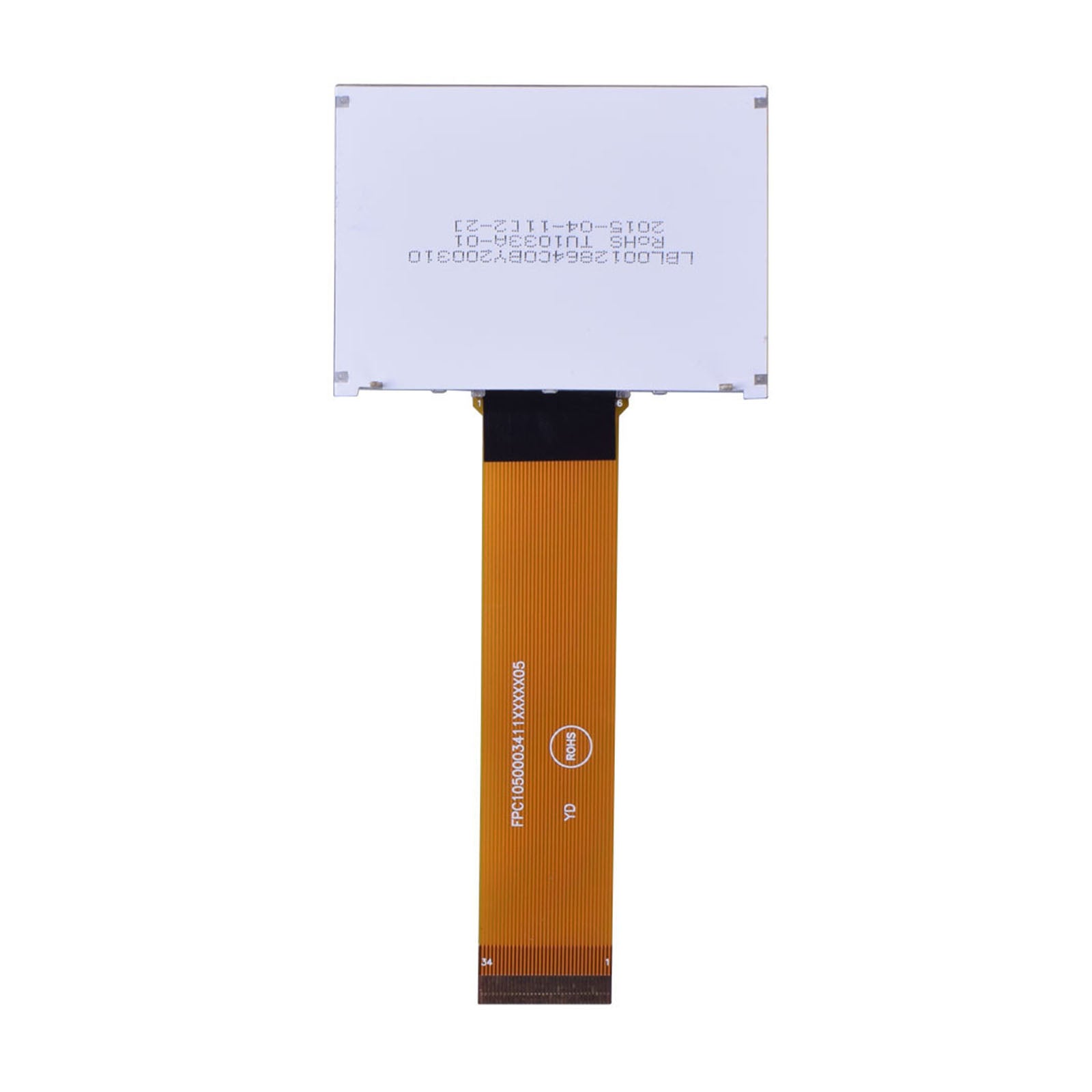 Back of 128x64 COG LCD 2.07 inch graphic display with MCU and SPI interfaces