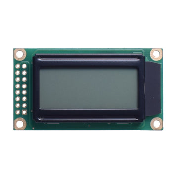 8x2 character LCD display module using FSTN technology, transflective mode, and connected via MCU
