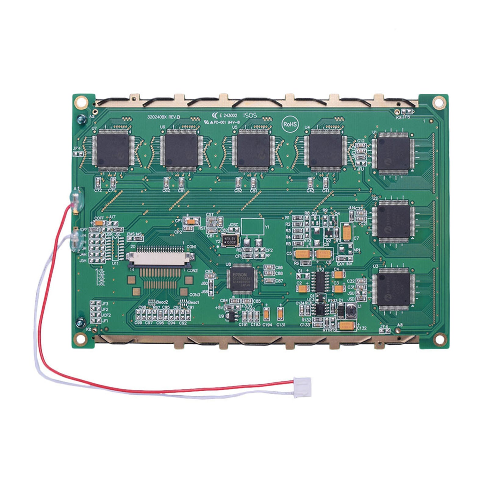 back of 6-inch graphic LCD with 320x240 resolution, interfaced with MCU