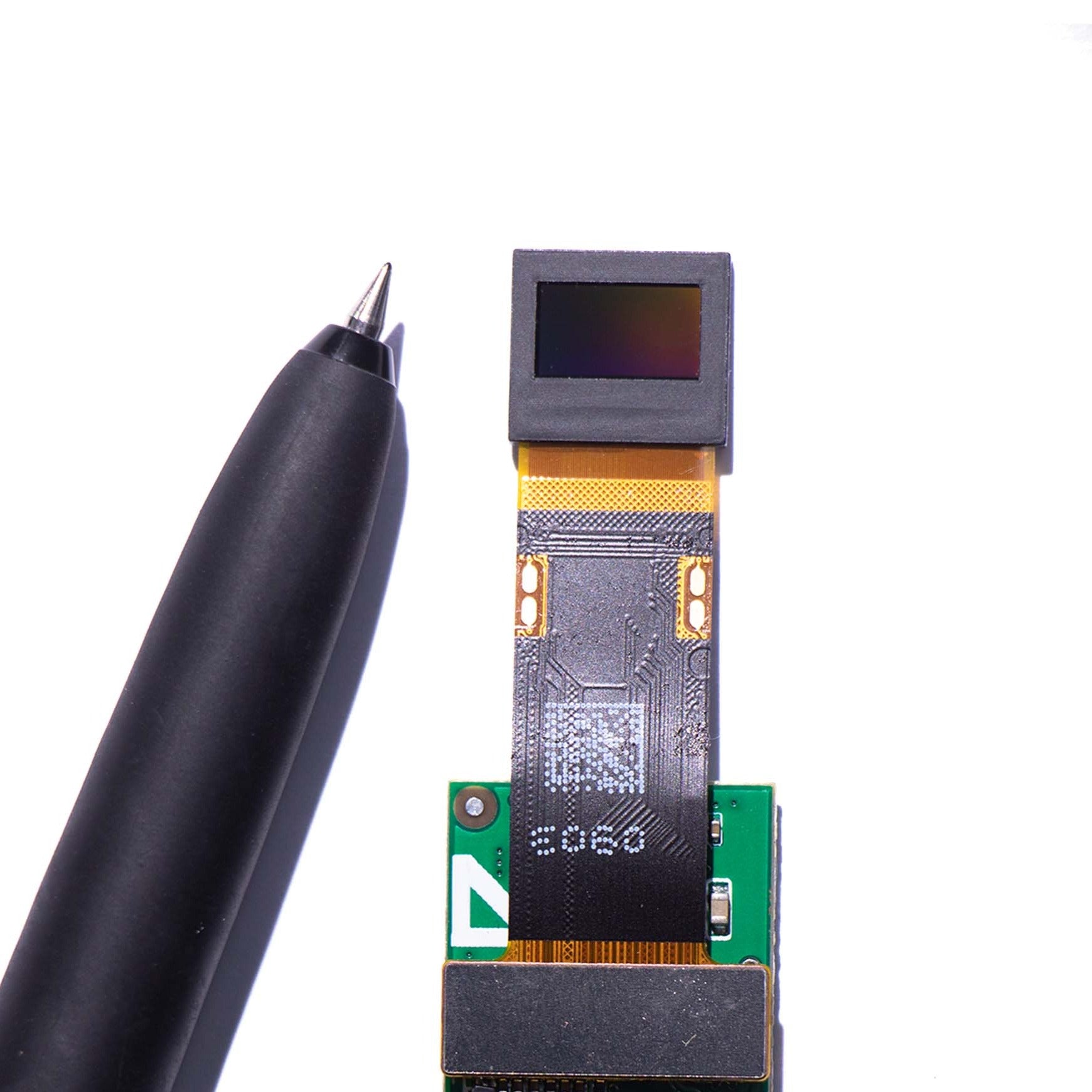 Micro OLED display screen compared in size to a water-based pen