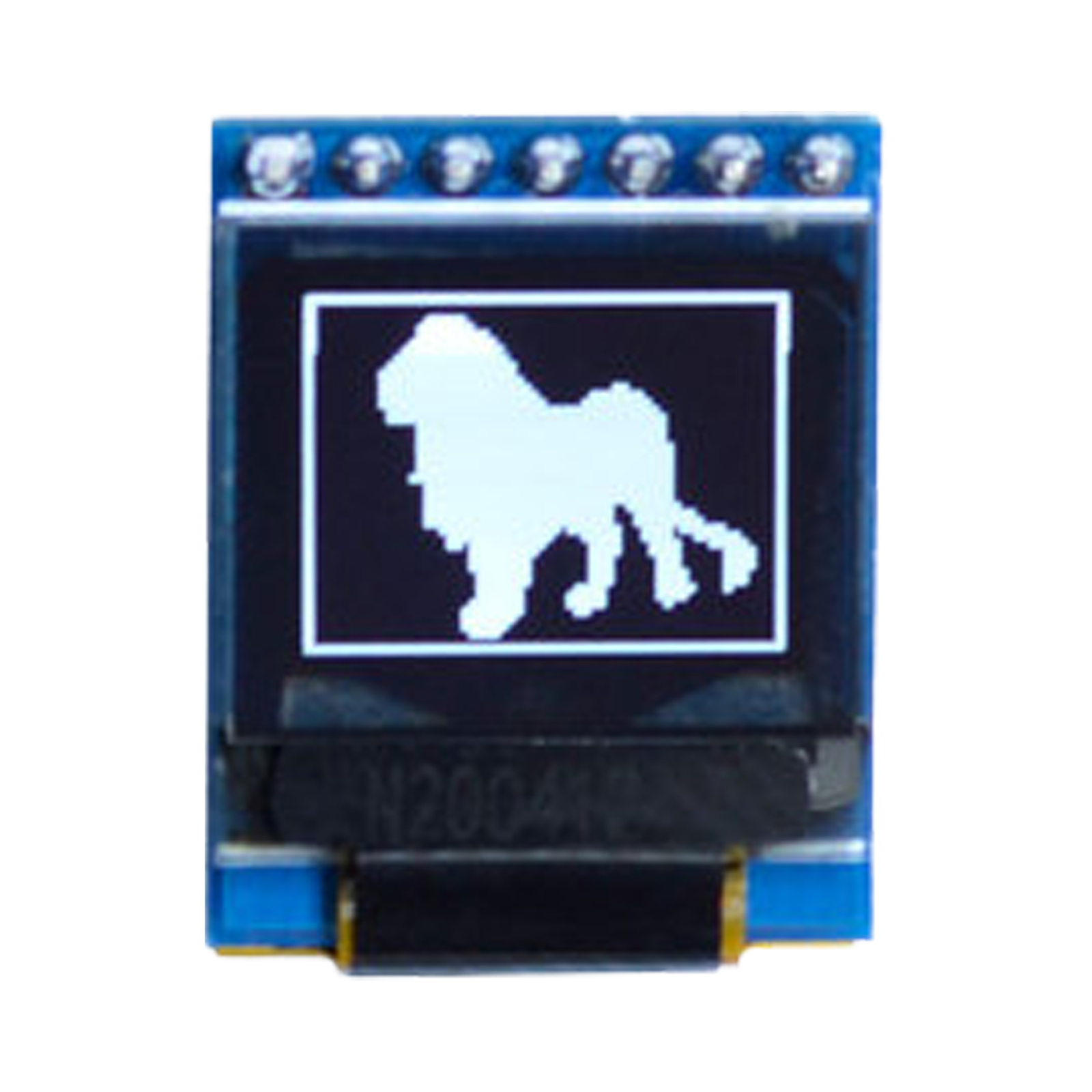 64x48 graphic OLED display module showing a lion pattern