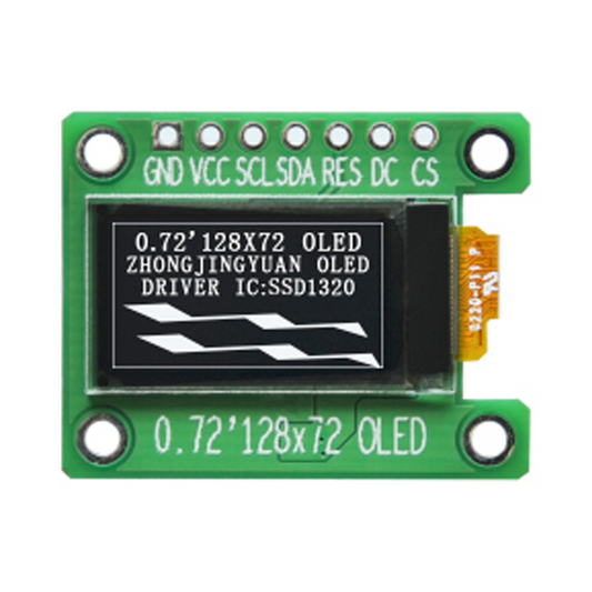 0.72-inch OLED Graphic Display Module with 128x72 resolution and All View feature