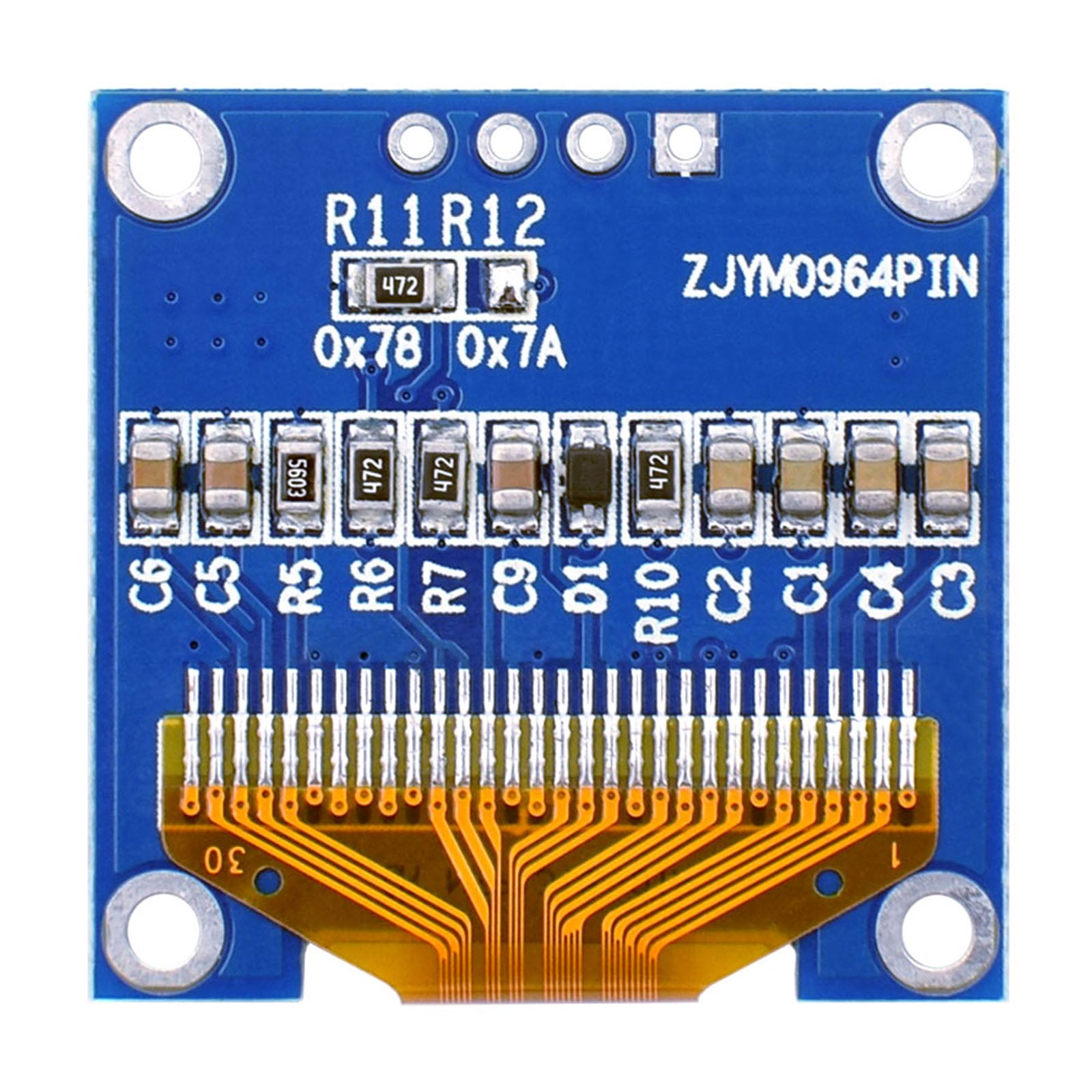 Back view of 0.96-inch OLED display module