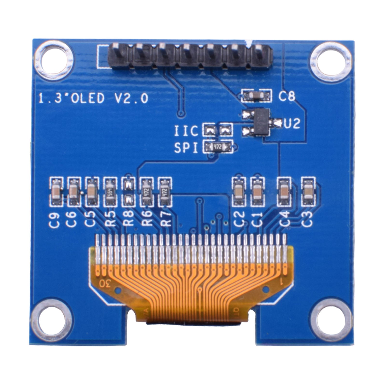 DisplayModule 1.3" 128x64 White Graphic OLED Display Module - SPI,I2C