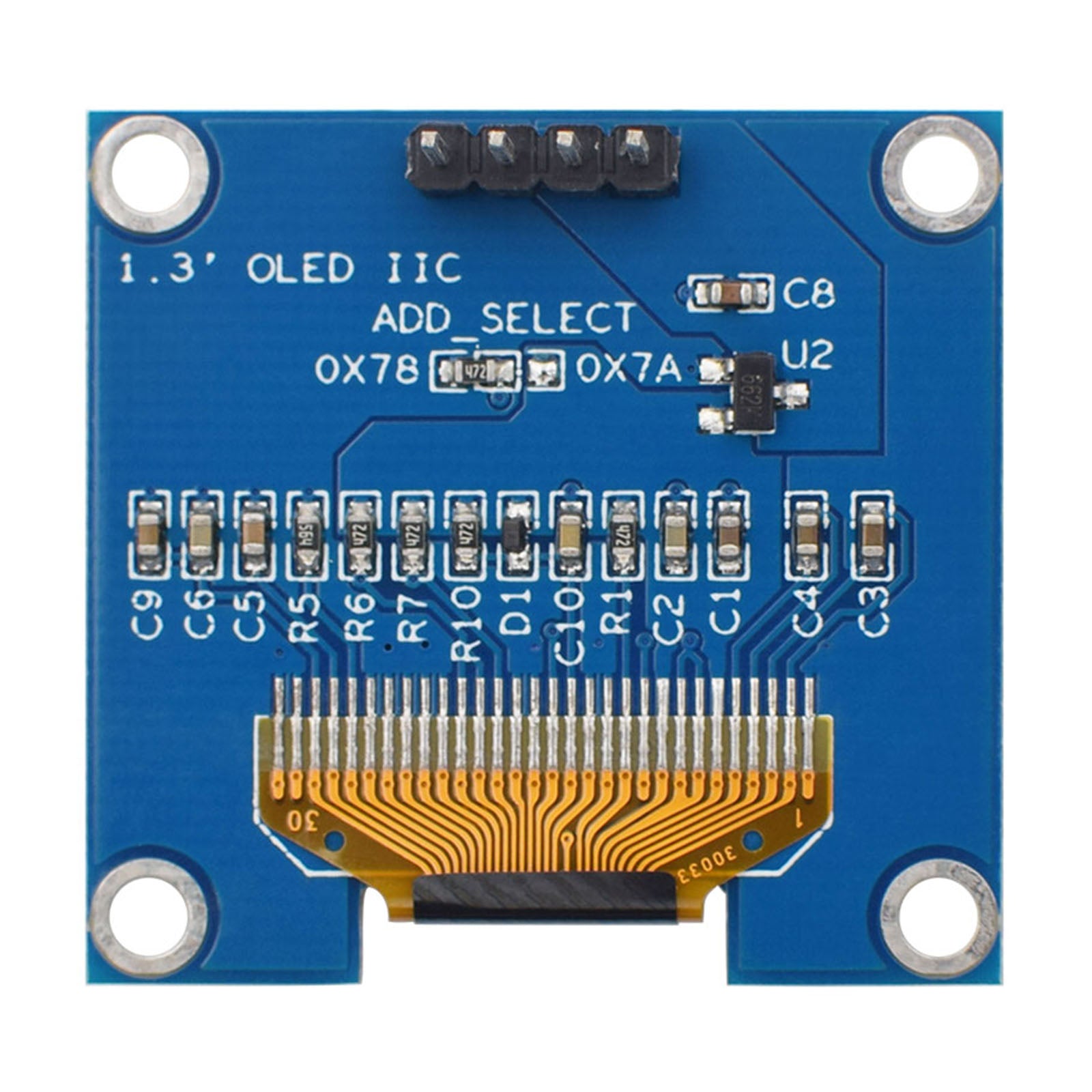 back of 1.3-inch OLED graphic display module