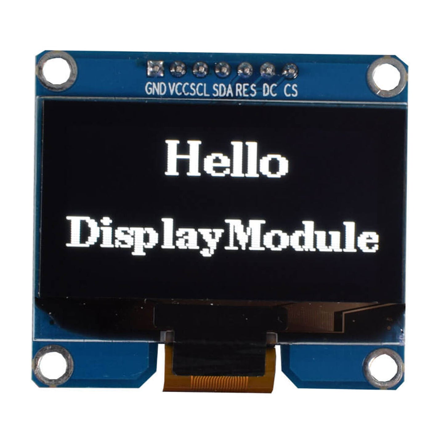 1.54-inch OLED graphic display screen showing the text 'Hello DisplayModule'