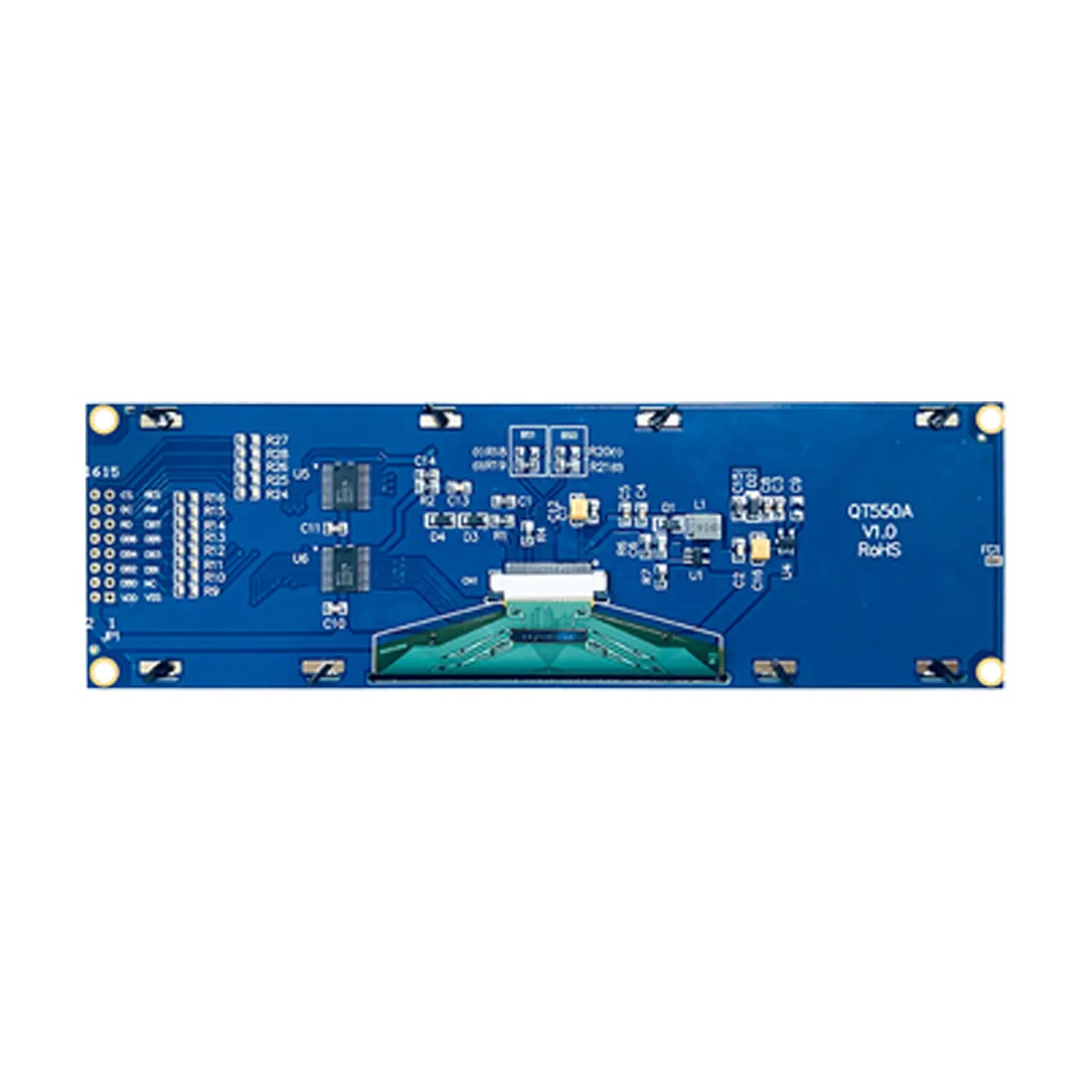 back of 5.5-inch OLED graphic display module with 256x64 resolution, connected via SPI