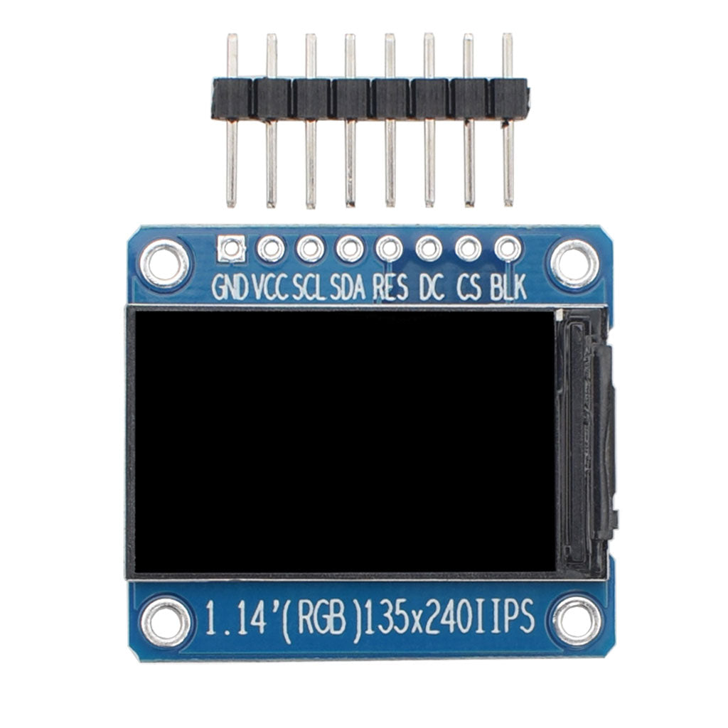 1.14-inch IPS Display with 240x135 resolution and SPI interface