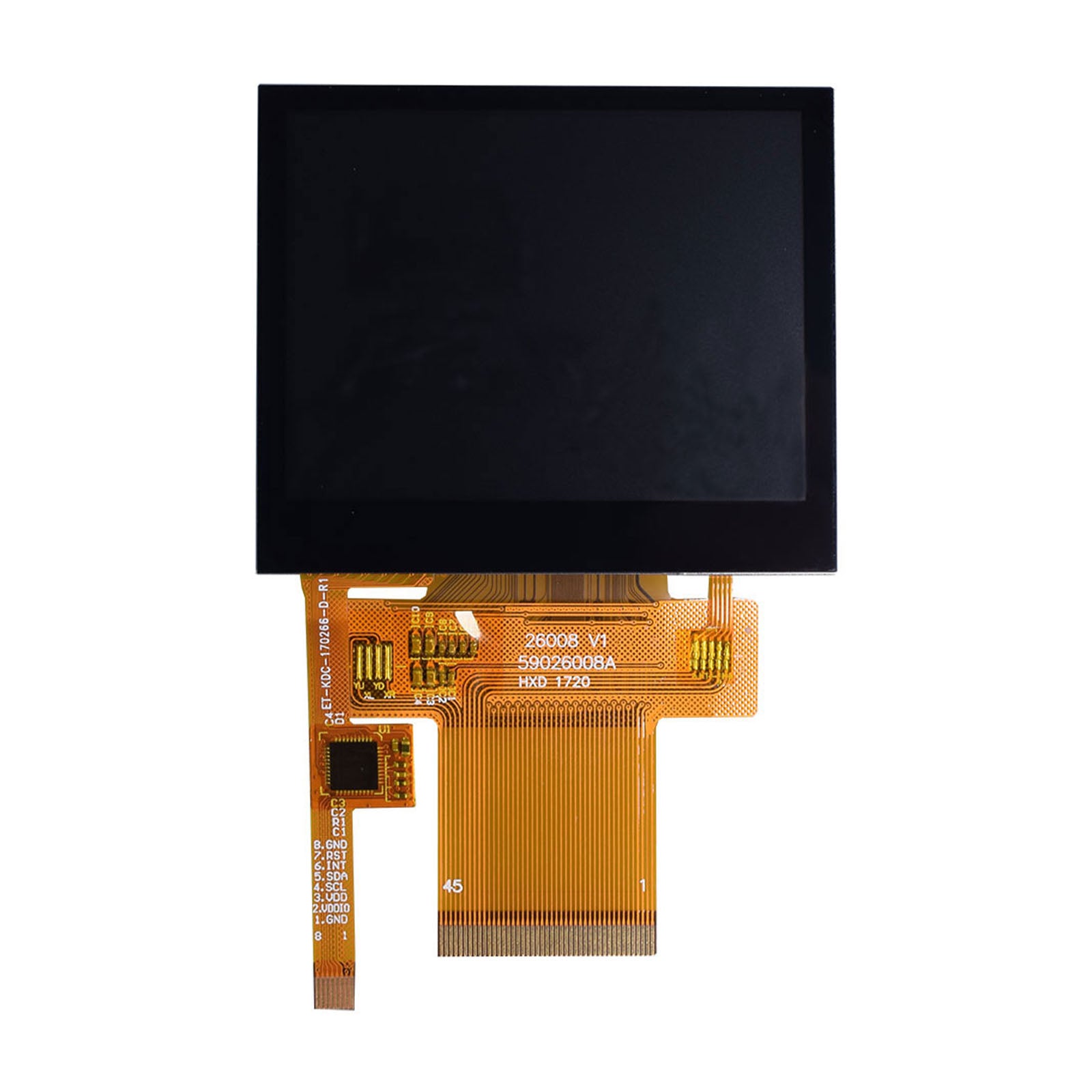 2.6 inch TFT Display Panel with 320x240 resolution and capacitive touch capability, utilizing SPI, MCU, and RGB interfaces
