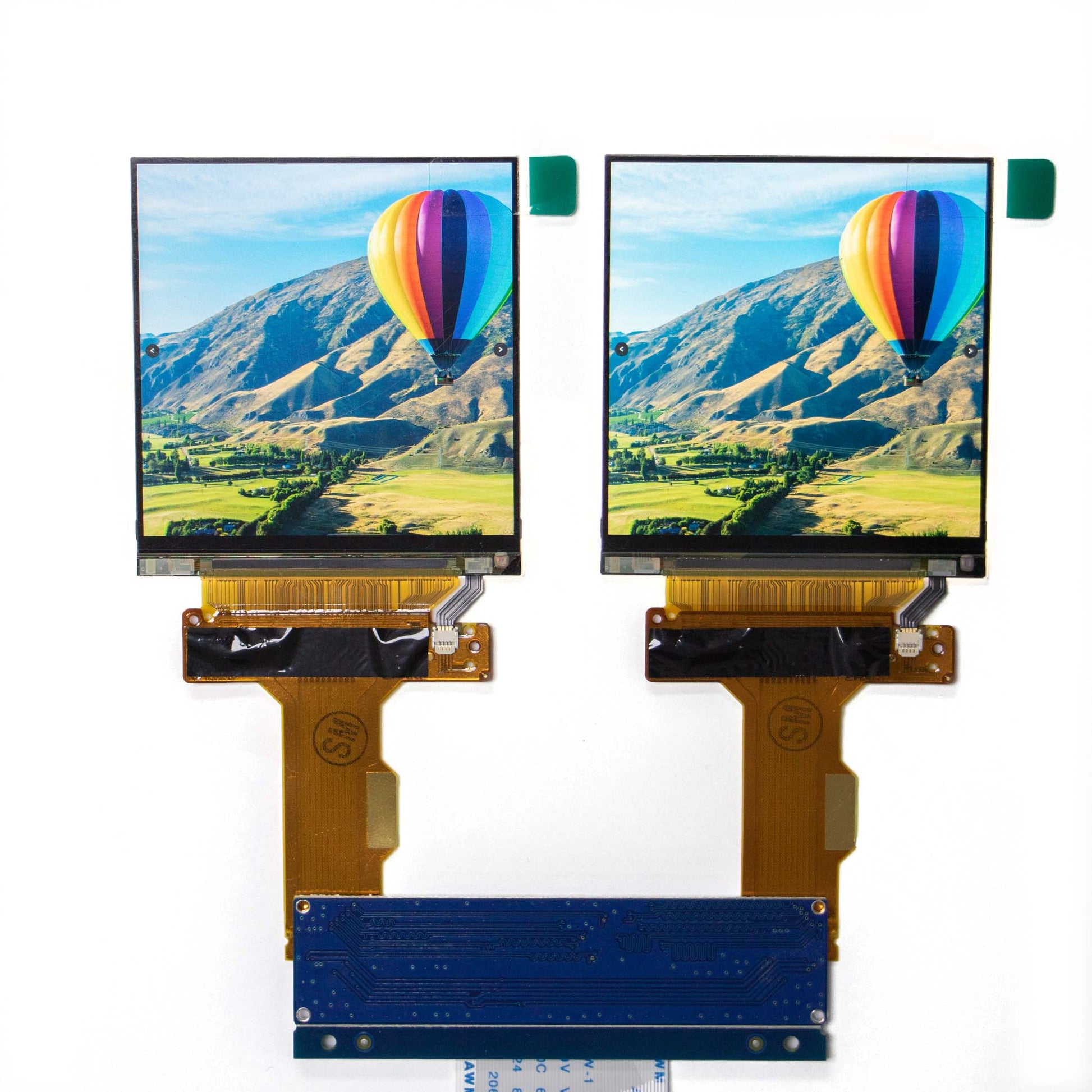 2.89-inch high-resolution Sharp display panel for VR, showing an image of a hot air balloon