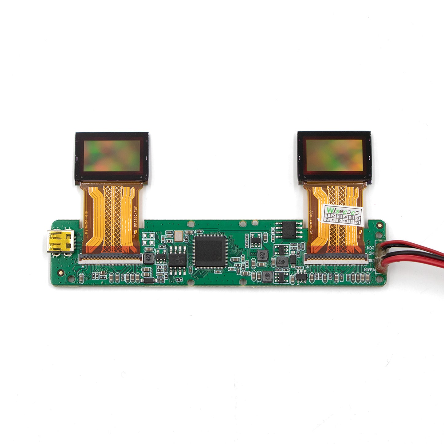 Two 0.7-inch micro OLED display panels connected to a driver board