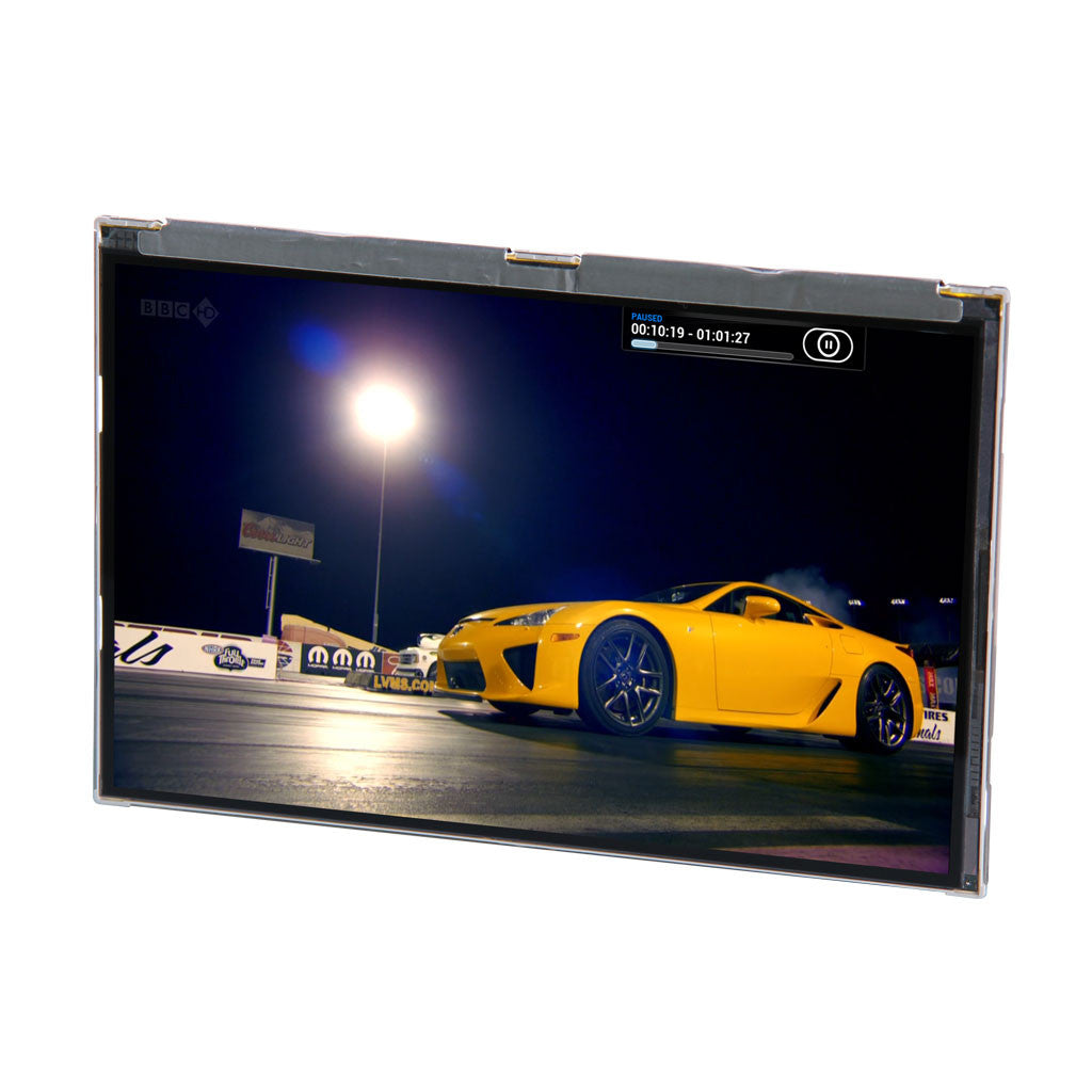 7-inch IPS screen showing a yellow car