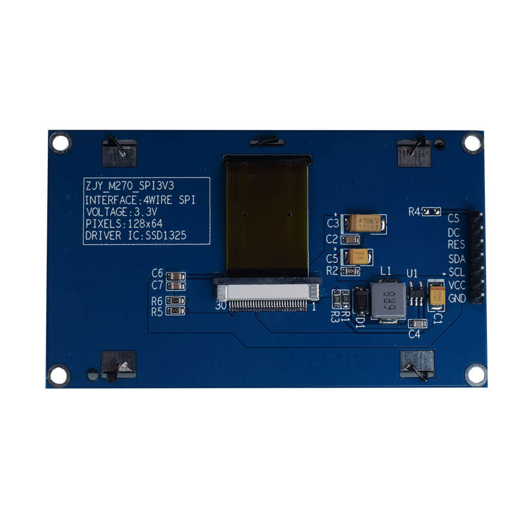 Back of 2.7 inch Monochrome OLED Graphic Display Module